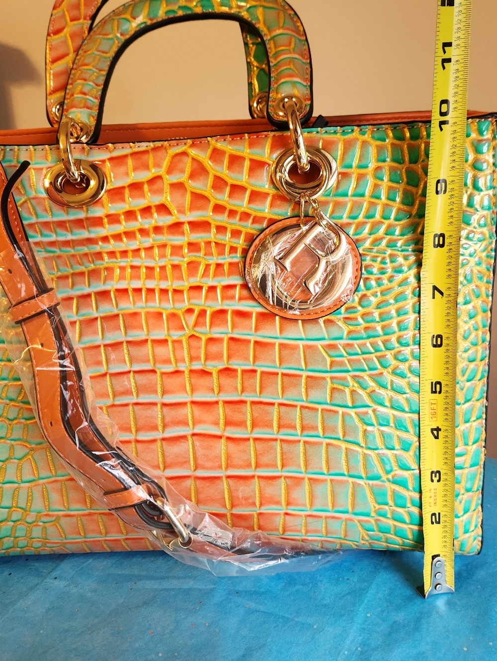Multi Color Croc Satchel/Wallet 3 pc Set, NWT - Picture 11 of 12